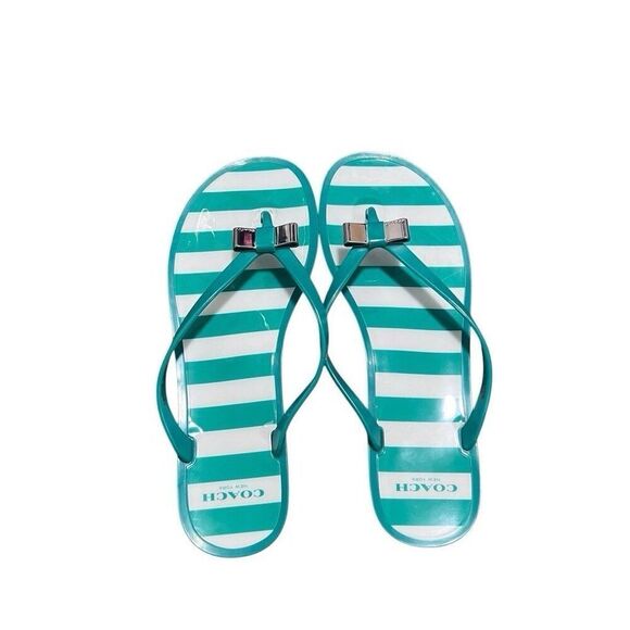 Coach Women's Landon Green-White Sandal Size 9 - Picture 3 of 9